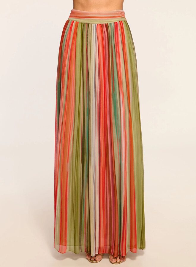 Ramy Brook-Lanette Silk Chiffon Maxi Skirt- Mint Stripe