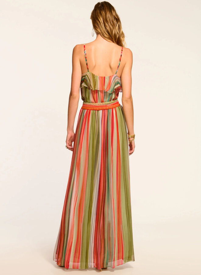Ramy Brook-Lanette Silk Chiffon Maxi Skirt- Mint Stripe