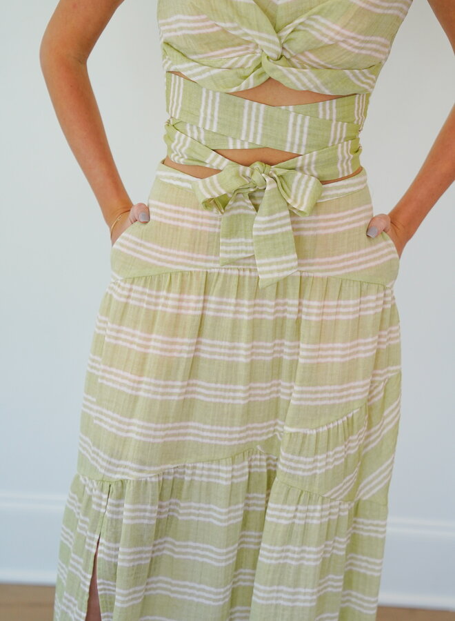 Shug- Eadie Maxi Skirt- Apple/Pink