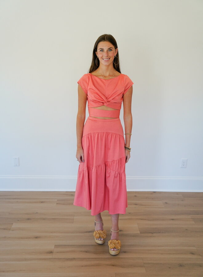 Shug- Eadie Midi Skirt- Coral
