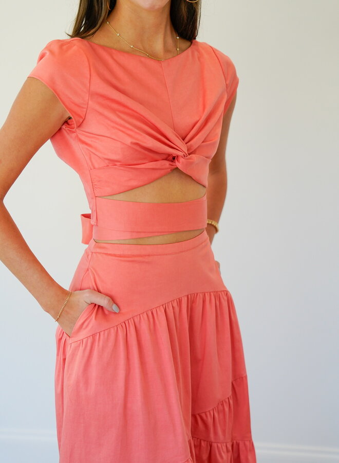 Shug- Eadie Midi Skirt- Coral