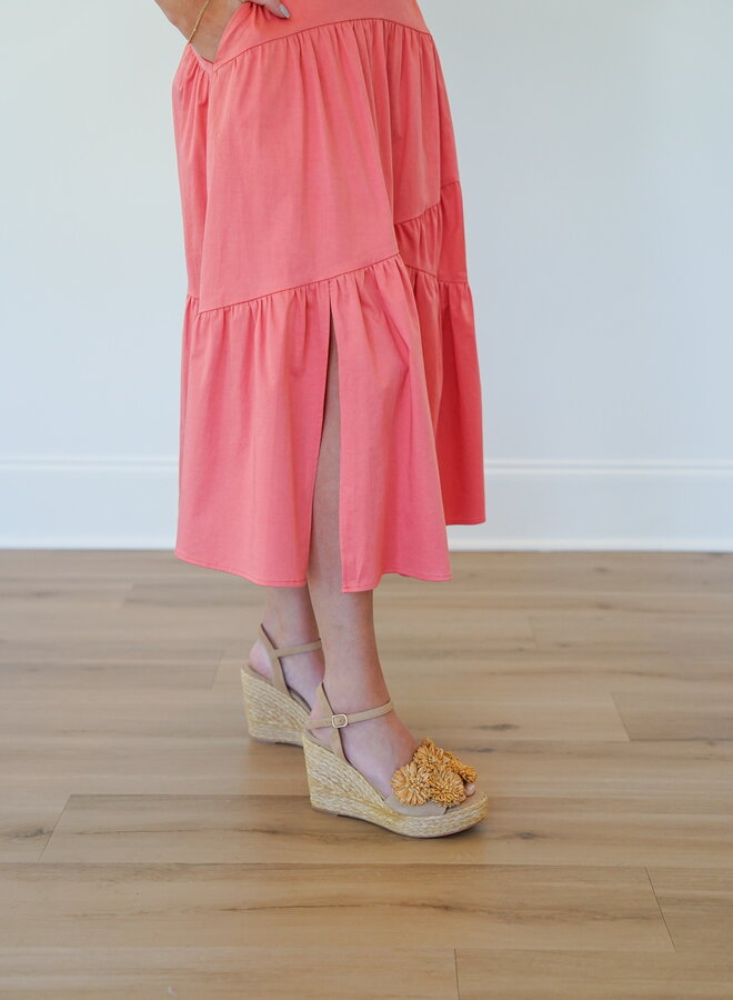 Shug- Eadie Midi Skirt- Coral