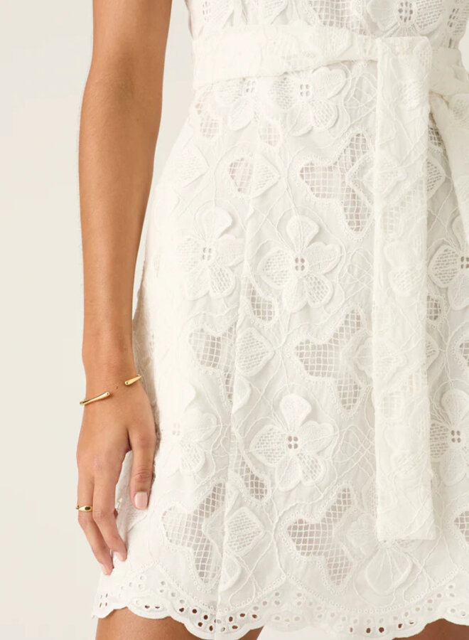 Mos The Label- Luna Embroidery Mini Dress- White