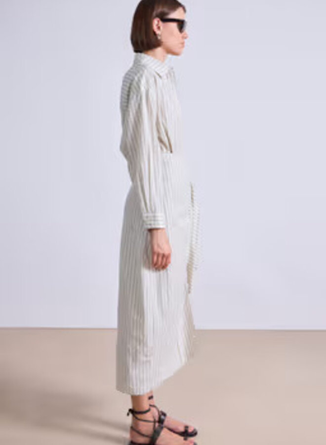 Apiece Apart- Alessandra Sarong Shirt Dress- Pina Stripes Cream & Navy