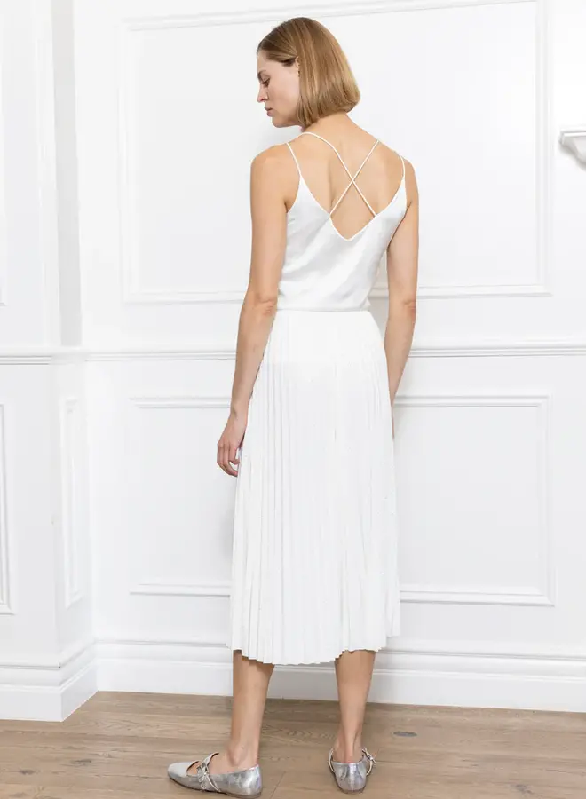 Zero Degrees Celsius- Rhinestone Pleated Skirt- Ivory