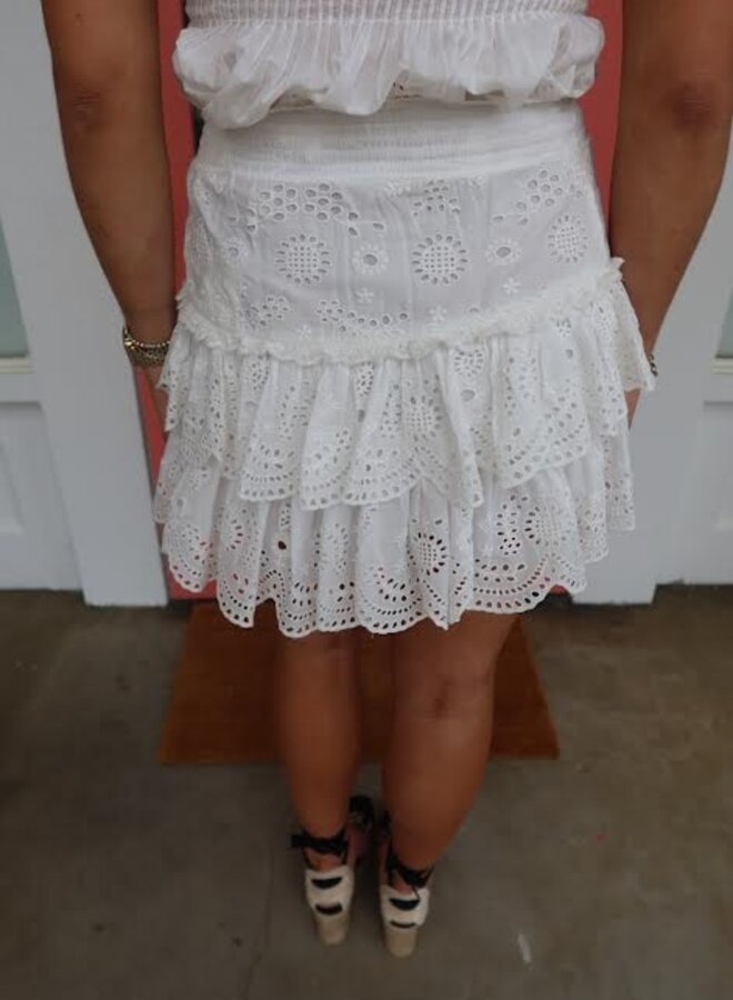 Love Shack Fancy- Shailo Skirt- Optic White