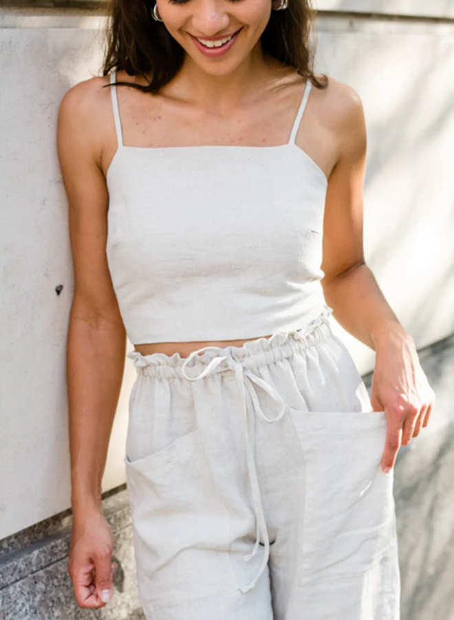 Natalie Busby- Tie Back Tank- Oatmeal