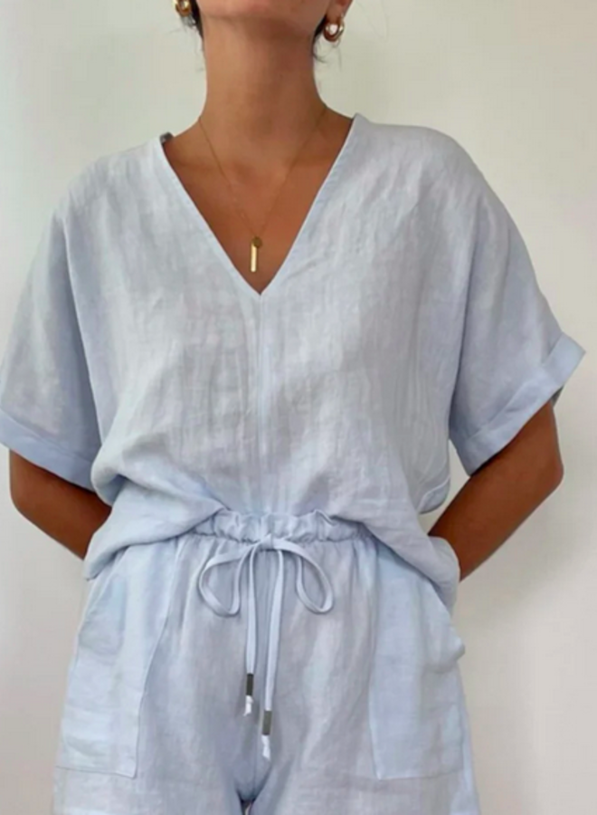 Natalie Busby- Easy Cuff T- Sky