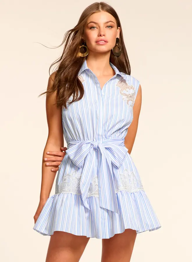 Ramy Brook- Diana Cotton Embroidered Mini Dress- STBLU