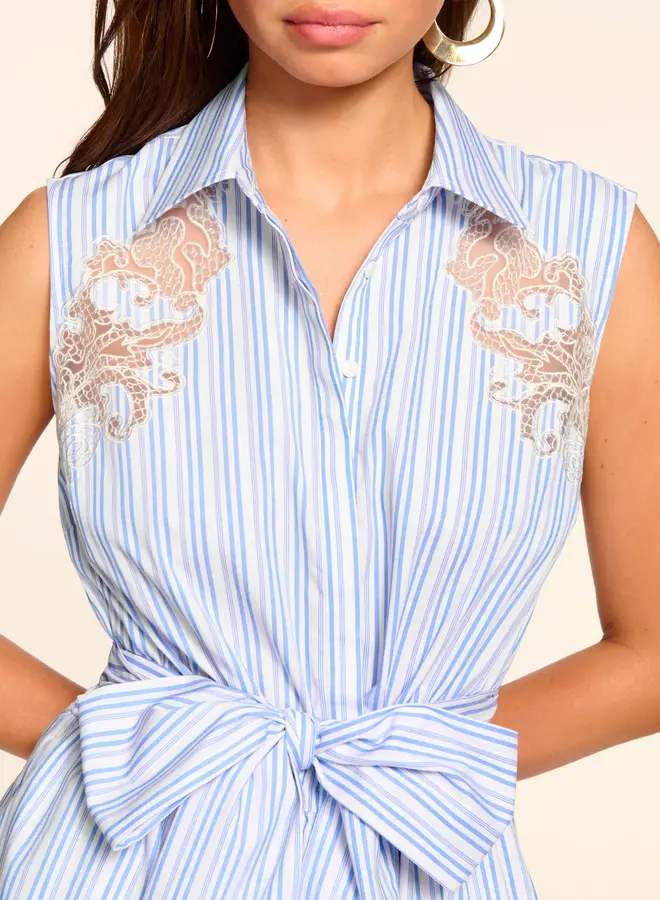 Ramy Brook- Diana Cotton Embroidered Mini Dress- STBLU