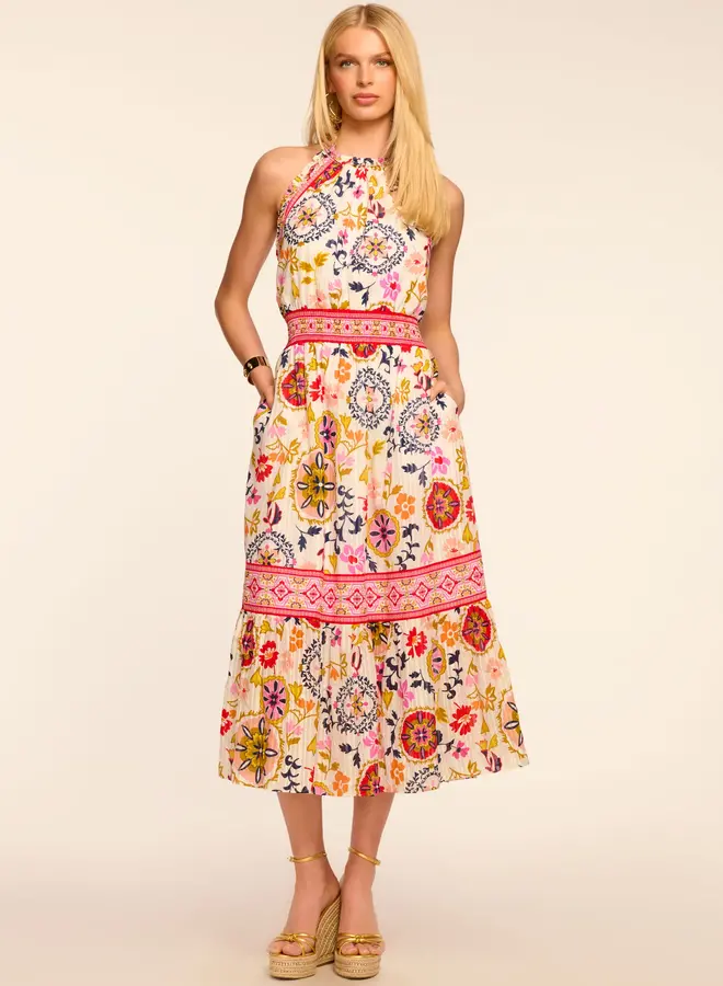 Ramy Brook- Delia Cotton Smocked Halter Midi Dress- WHPT