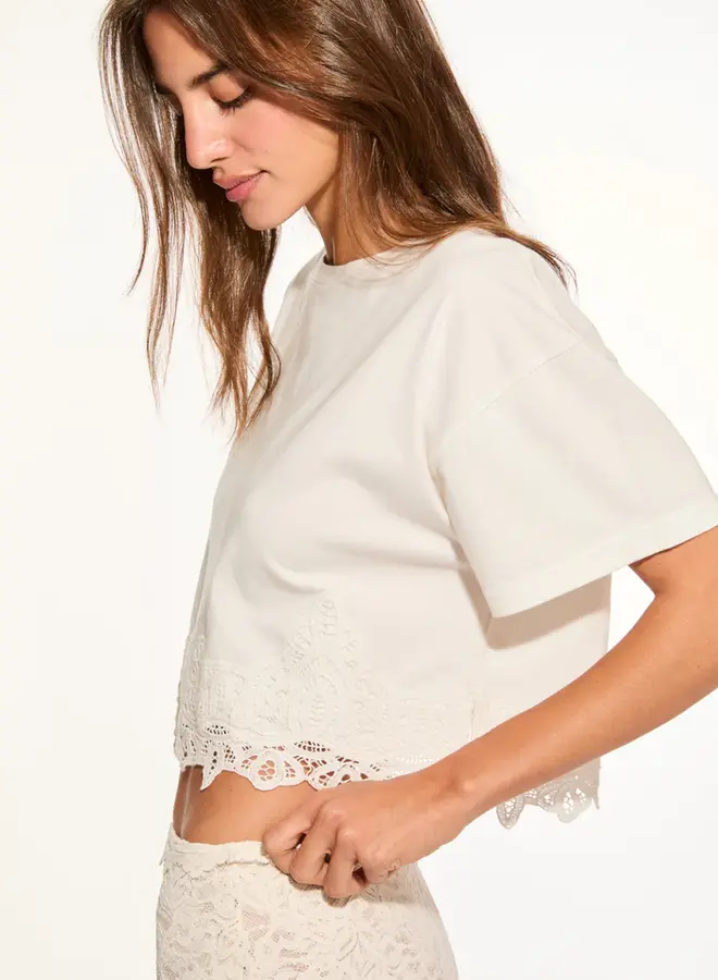 Love Shack Fancy- Karolin Tee- White