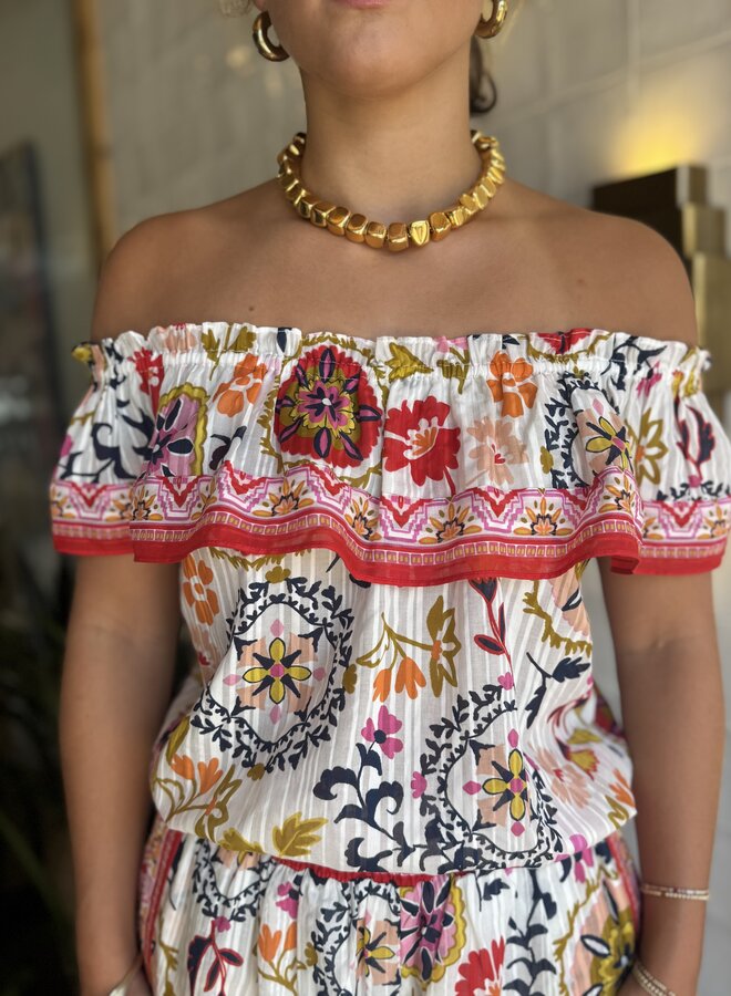 Ramy Brook- Maia Cotton Off-The-Shoulder Ruffle Blouse- SNMP