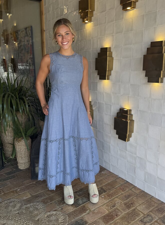 Ulla Johnson- Anela Sleeveless Midi Dress- Chambray