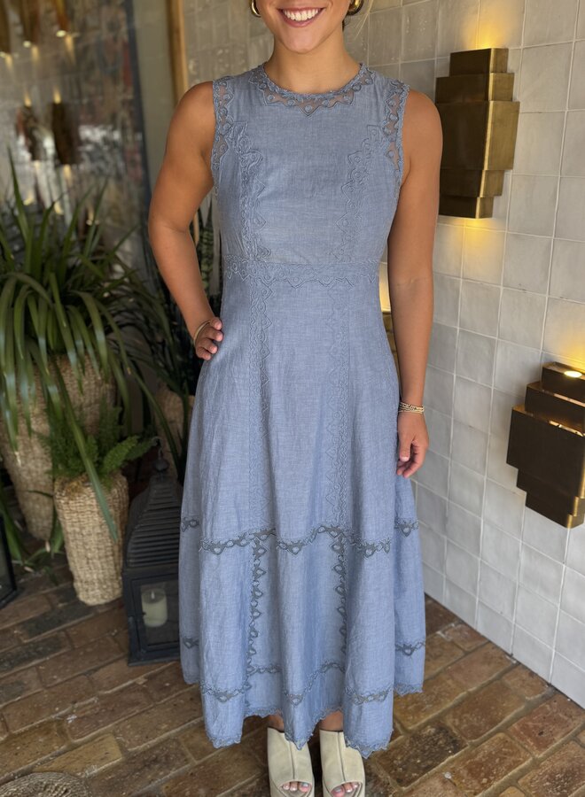 Ulla Johnson- Anela Sleeveless Midi Dress- Chambray