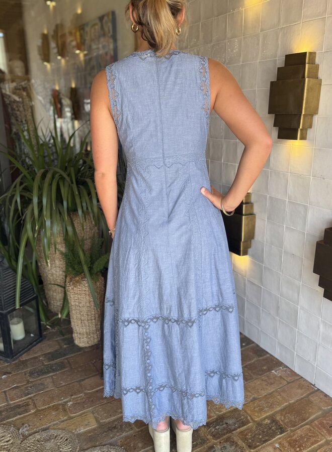 Ulla Johnson- Anela Sleeveless Midi Dress- Chambray