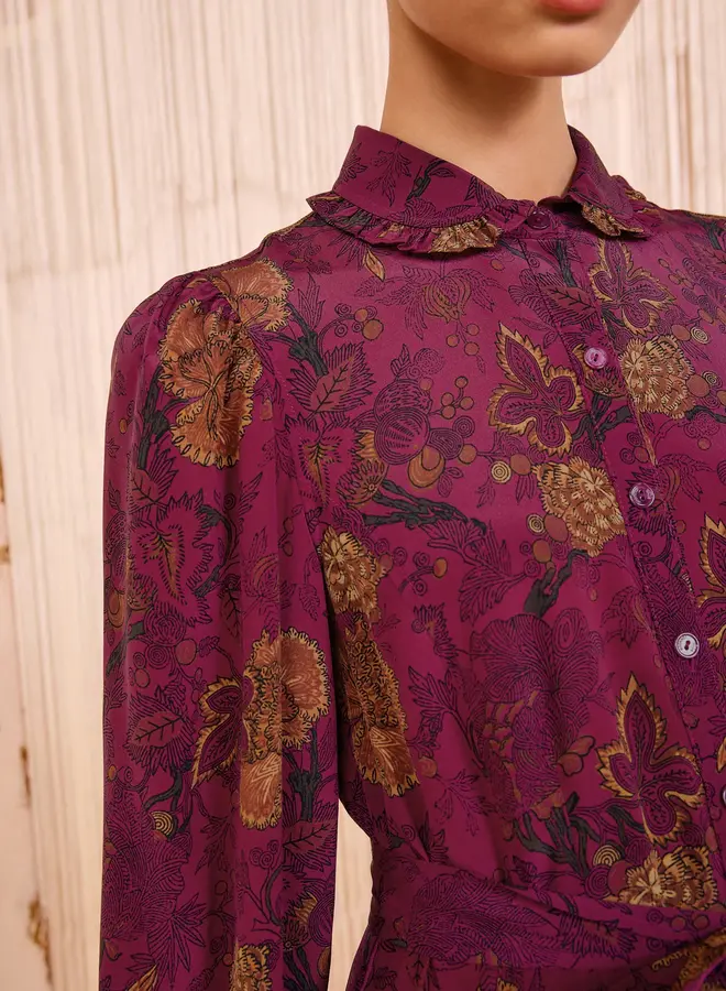 Ulla Johnson- Simona Silk Long Sleeve Mini Dress- Peony