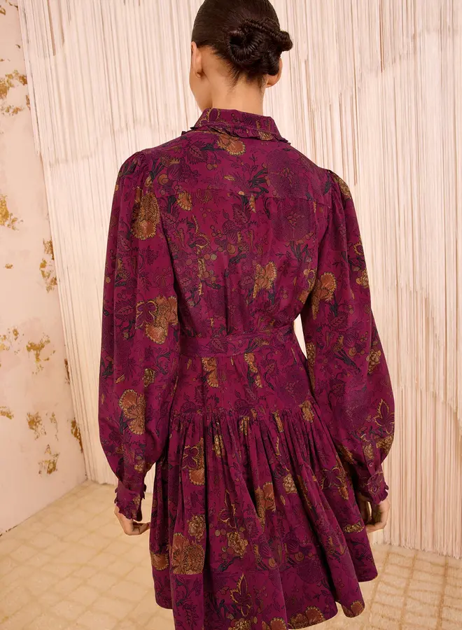 Ulla Johnson- Simona Silk Long Sleeve Mini Dress- Peony