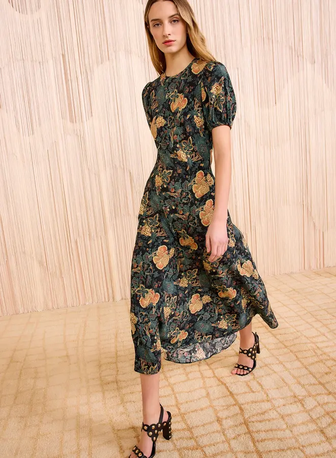 Ulla Johnson- Ines Puff Sleeve Midi Dress- Nuit