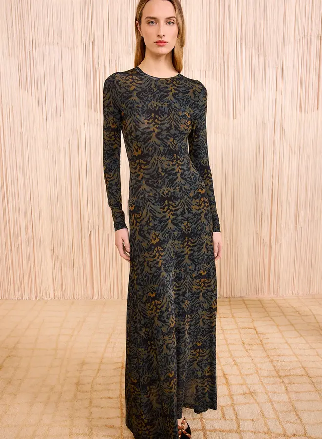 Ulla Johnson- Amari Jersey Long Sleeve Dress- Desert Jasper