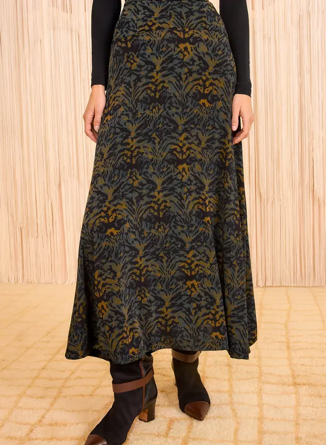 Ulla Johnson- Paola Jersey High Waist Midi Skirt- Desert Jasper