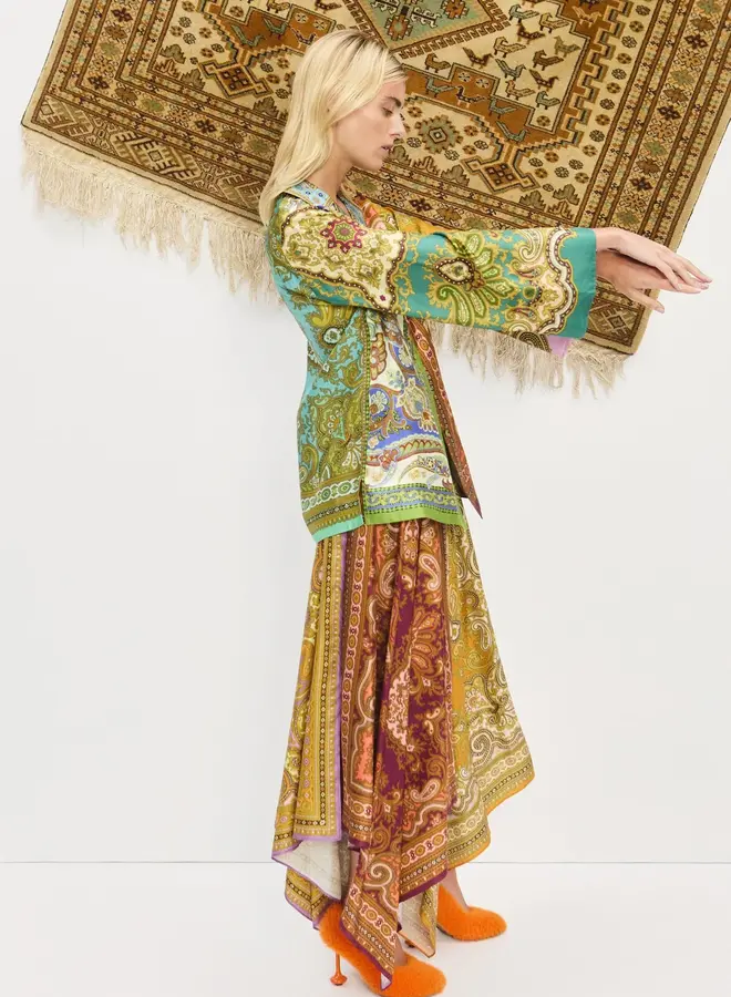 Alemais- CLEMENZA SPLICED SCARF SILK SKIRT- Multi