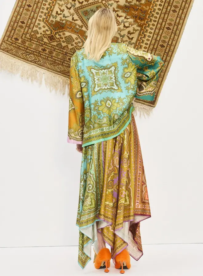 Alemais- CLEMENZA SPLICED SCARF SILK SKIRT- Multi