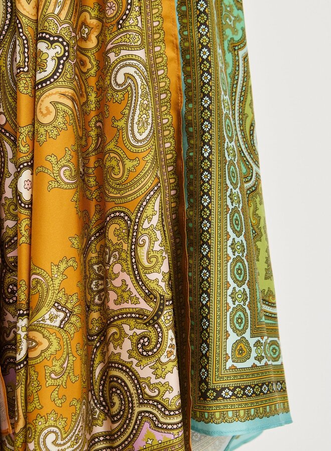 Alemais- CLEMENZA SPLICED SCARF SILK SKIRT- Multi