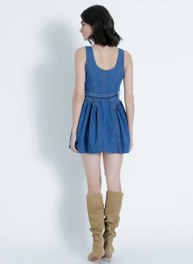 Karina Grimaldi- Katerina Denim Mini Dress- Navy