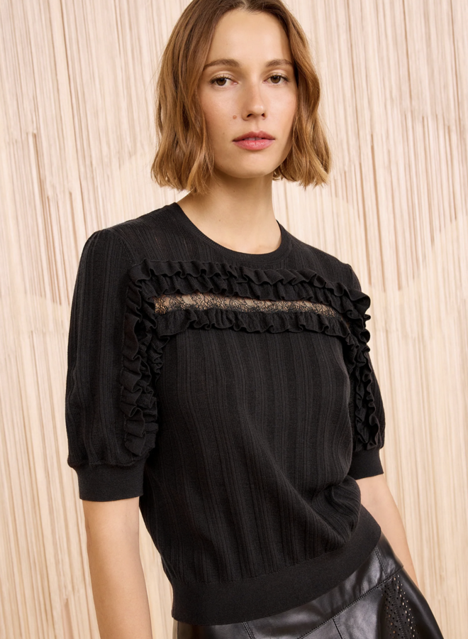 Ulla Johnson- Salima Short Sleeve Knit- Noir