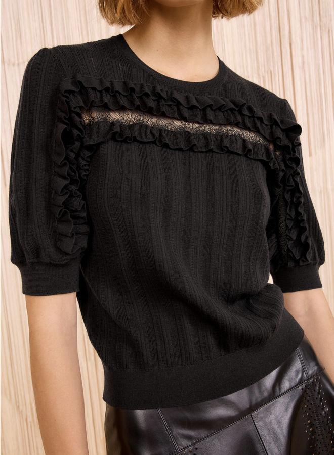 Ulla Johnson- Salima Short Sleeve Knit- Noir