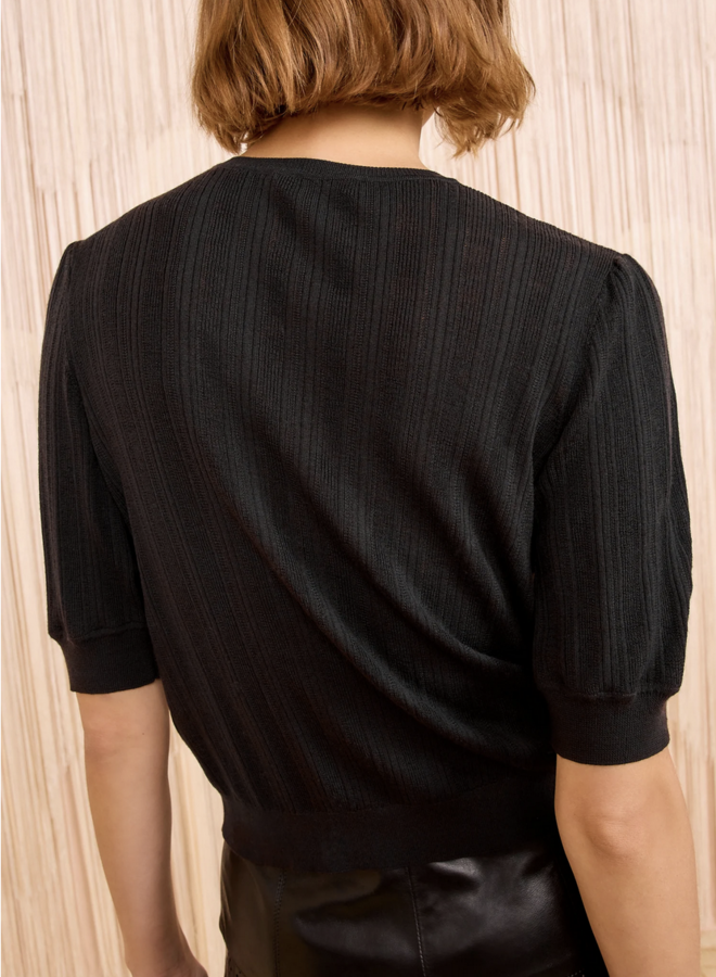 Ulla Johnson- Salima Short Sleeve Knit- Noir