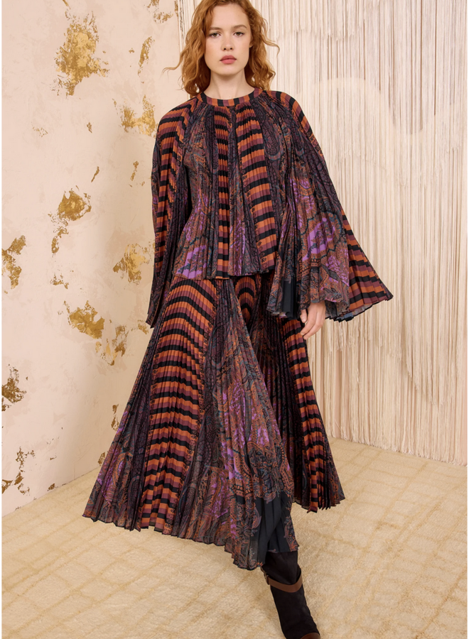 Ulla Johnson- Ella Pleated Bell Sleeve Blouse- Amethyst