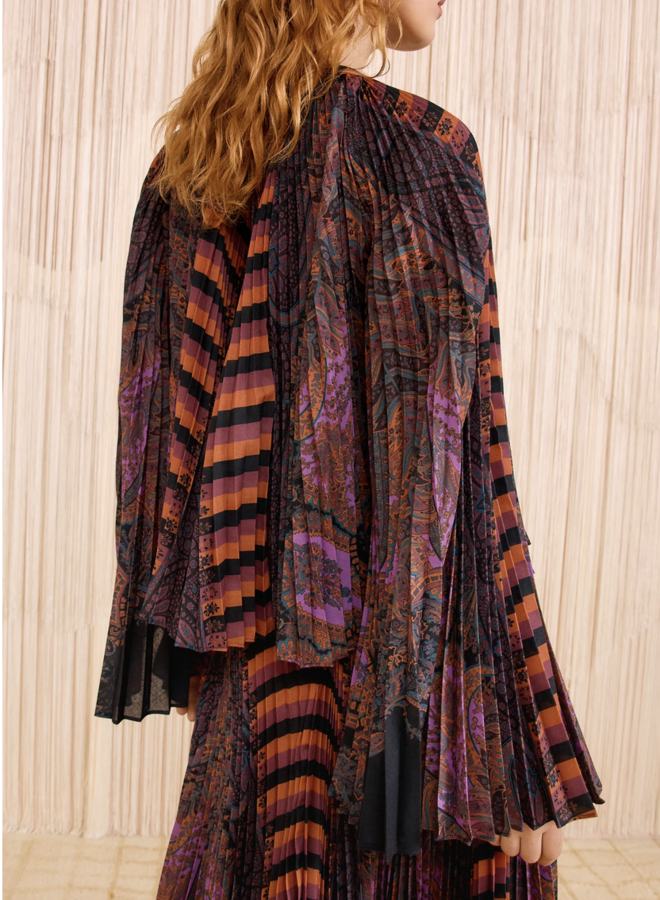 Ulla Johnson- Ella Pleated Bell Sleeve Blouse- Amethyst