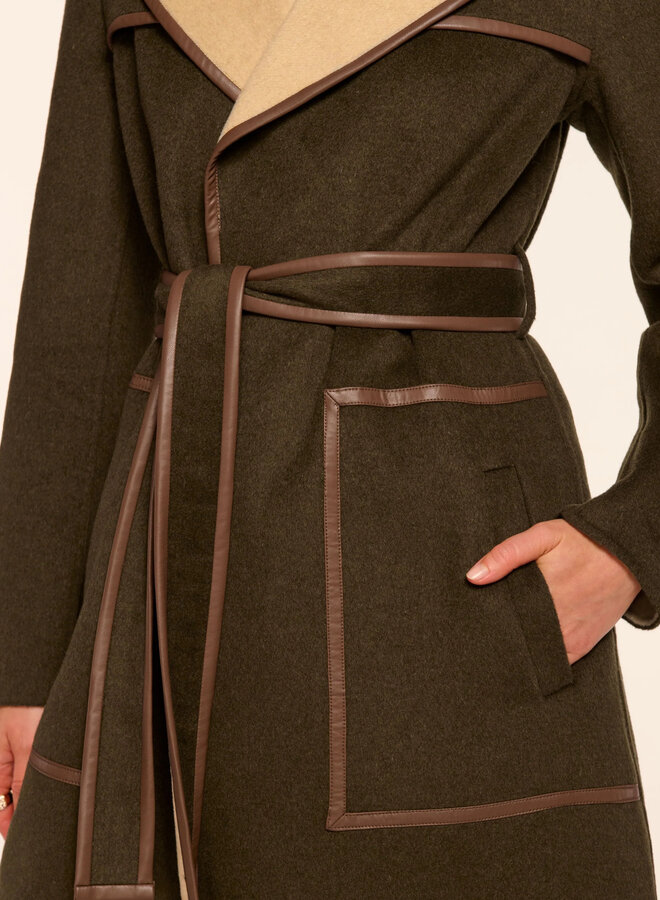 Ramy Brook- Joan Coat- Deep Olive/Camel