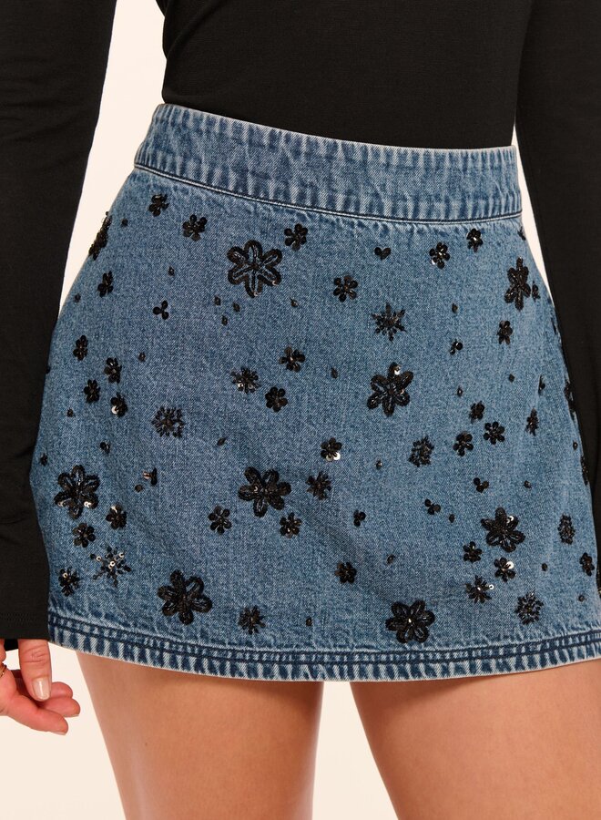 Ramy Brook- Sally Skirt- Floral Bead Denim