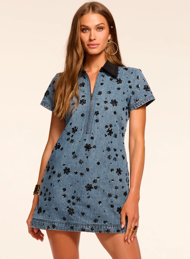 Ramy Brook- Rita Dress- Floral Bead Denim