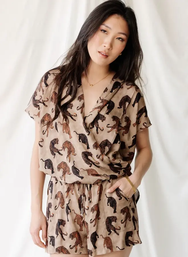 Natalie Busby- Sleeveless Twist Top- Tiger
