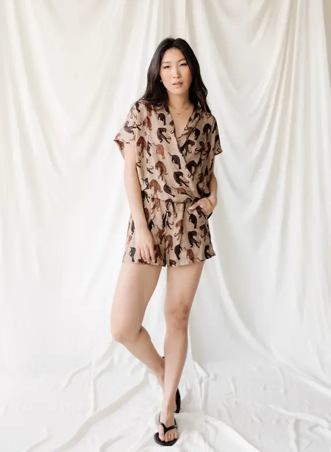 Natalie Busby- Sleeveless Twist Top- Tiger