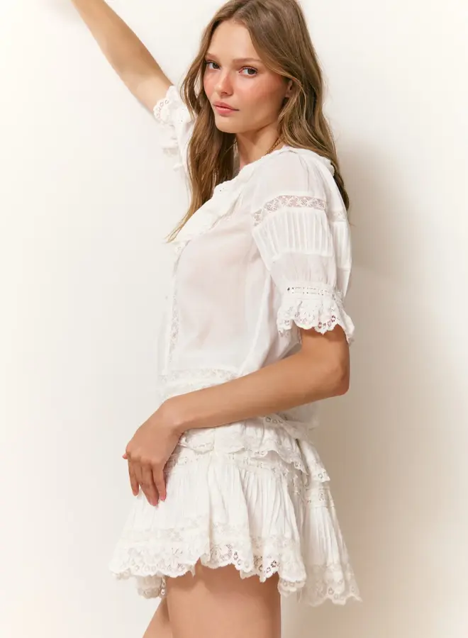 Love Shack Fancy- Romilly Blouse- Off White