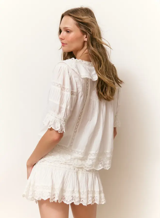 Love Shack Fancy- Romilly Blouse- Off White