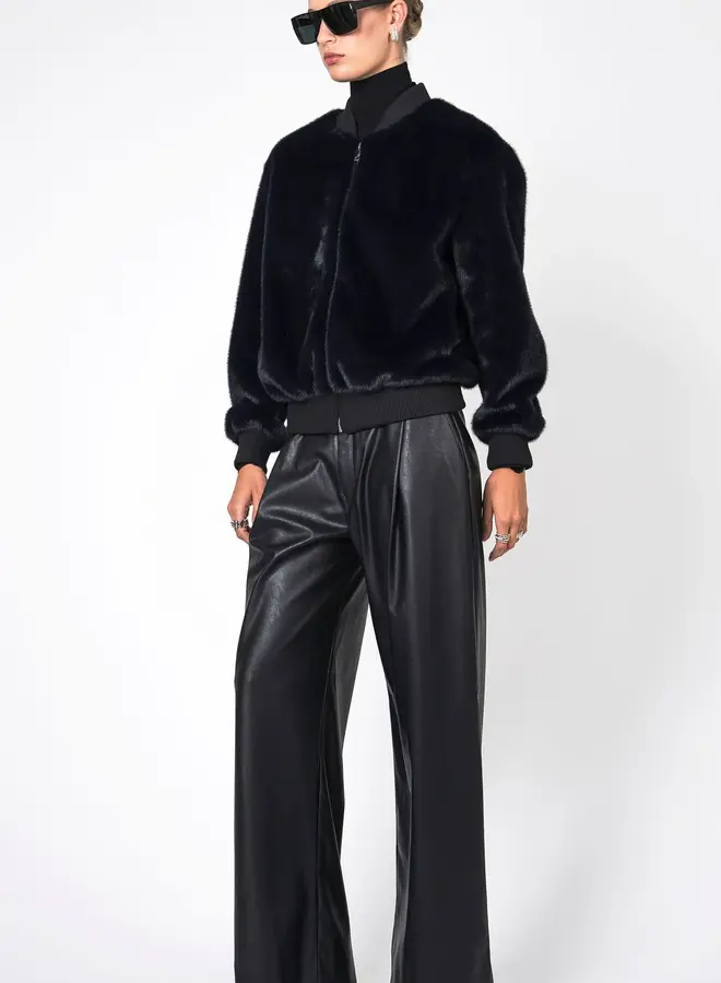 Nonchalant- Aurelia Faux Fur Jacket- Navy