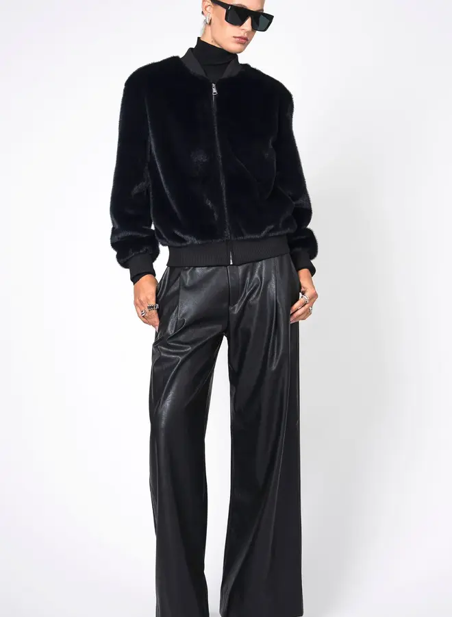 Nonchalant- Aurelia Faux Fur Jacket- Navy