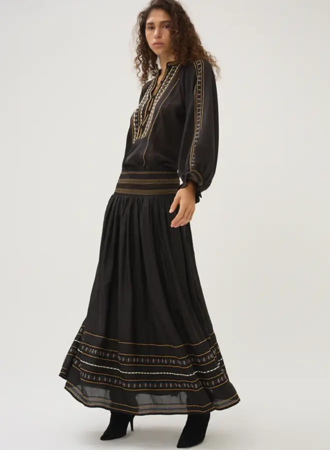 Maria Cher- Joan Ezra Midi Skirt- Black