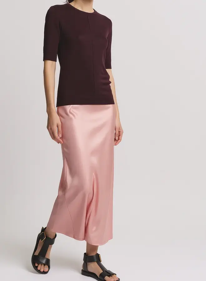 Saint Art- Talia Charmeuse Maxi Skirt- Light Pink