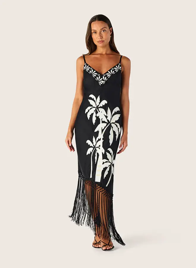 Mos The Label- Kala Embroidery Strappy Dress- Black