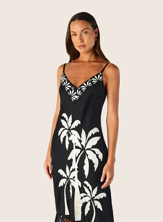 Mos The Label- Kala Embroidery Strappy Dress- Black