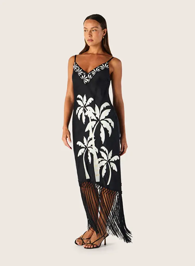 Mos The Label- Kala Embroidery Strappy Dress- Black