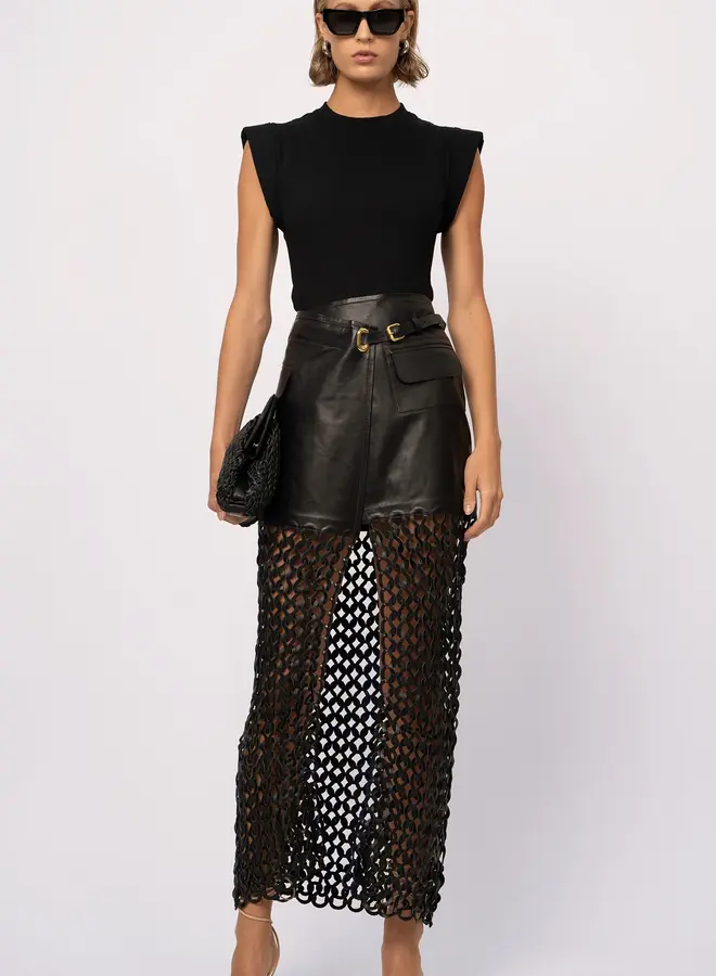 Nonchalant- Kallan Leather Skirt- Black