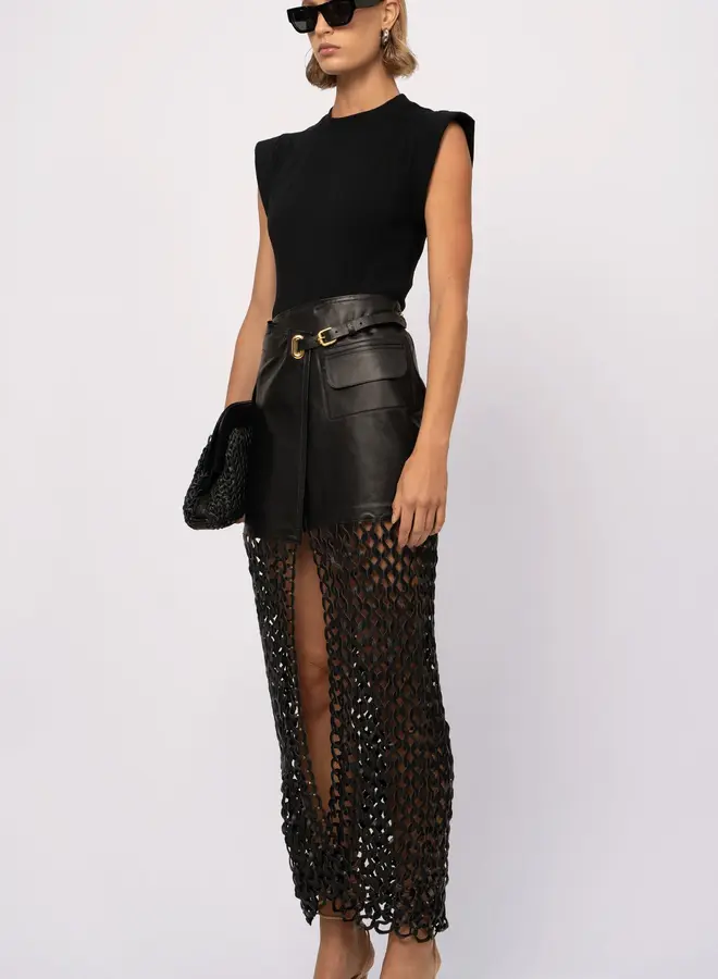 Nonchalant- Kallan Leather Skirt- Black